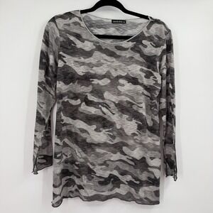 DAVID CLINE Tunic Womens Medium Scoop Neck Long Sleeve Camouflage Lightweight